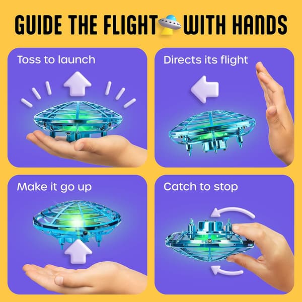 UFO Drone - Håndholdt Drone, Børnedrone, UFO Bevægelsessensor Flyvende Legetøj til Indendørs Leg - Drone til Drenge og Piger - Blå