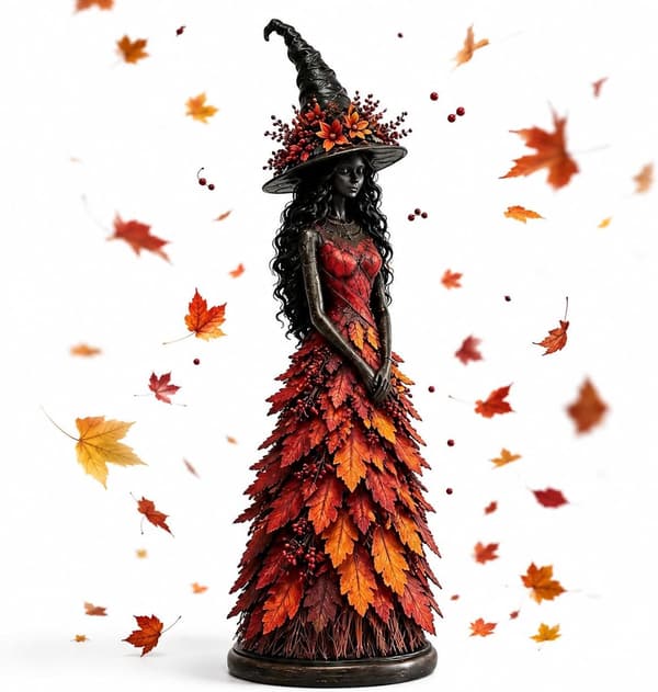 Förtrollad Hösthäxfigur, Halloween Häxstaty, Hösthäxdekoration
