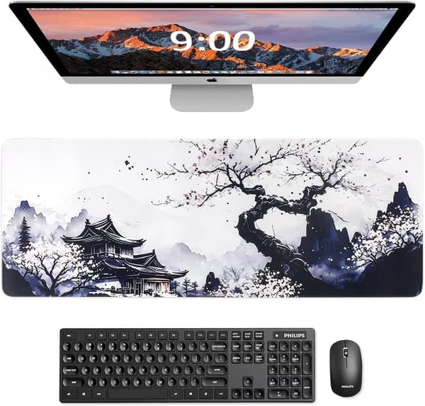 Sklisikker musematte med gummibase for gaming, kontorpultmatte, egnet for gaming og kontorarbeid.