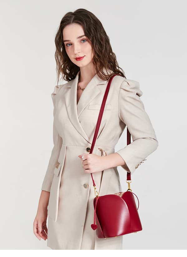Söt bucket bag, mini bucket bag med dragsko