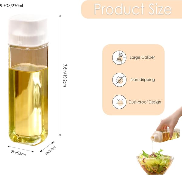 255 ml Oljedispenser i Glas för Kök – Droppfria Olivolja- och Vinägerflaskor för Matlagning och Salladsdressing