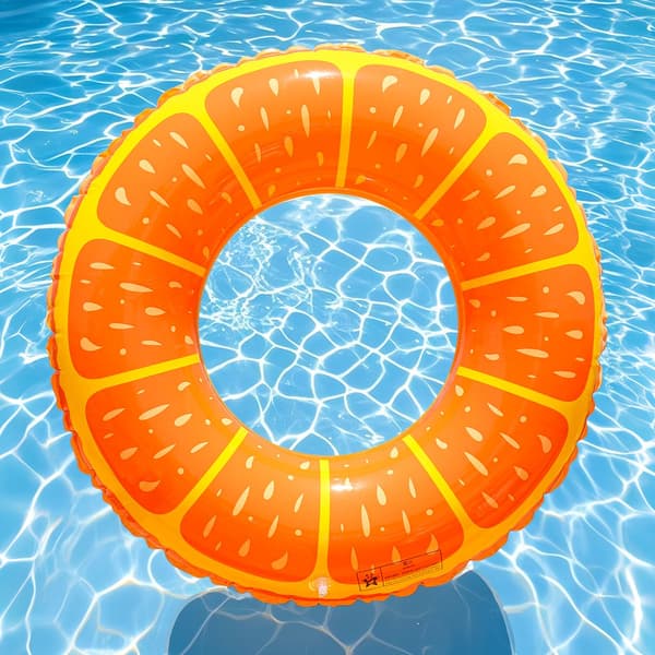 1 pc Inflatable Thickened Orange-Shaped Pool Float, Orange Swim Ring for Summer Adults for Beach and Pool Parties