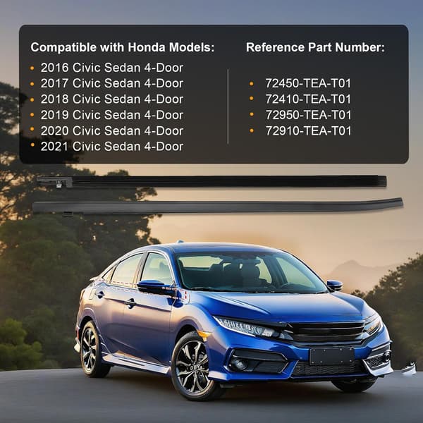 Fönstertätningslist för 2016-2021 Honda Civic 4-dörrars Sedan