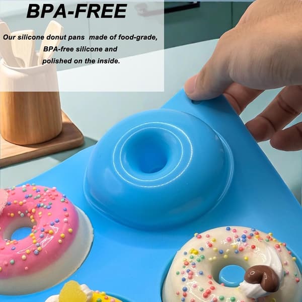 3 stk. Silikone donutforme, til donutbagning Grøn, Pink, Blå