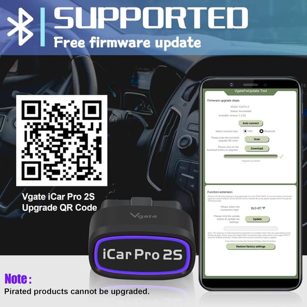 iCar Pro 2S Bluetooth 5.2 OBD2 auton skannaustyökalu iPhonelle, Androidille ja Windowsille