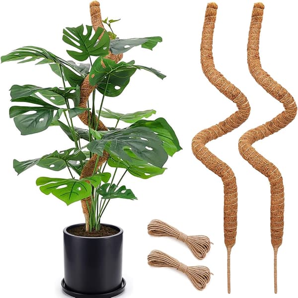 Mossstöd för växter 120 cm, böjbar mossstång för klätterväxter Monstera Murgröna 2-pack