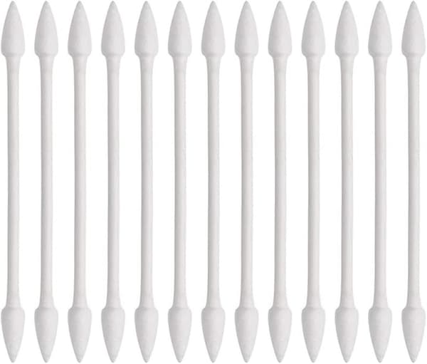 200 bomullspinnar, dubbelsidiga öronproppar, bomullspinnetoppar med papperspinnar, 10 pinnar individuellt förpackade per rad (dubbelsidig form)