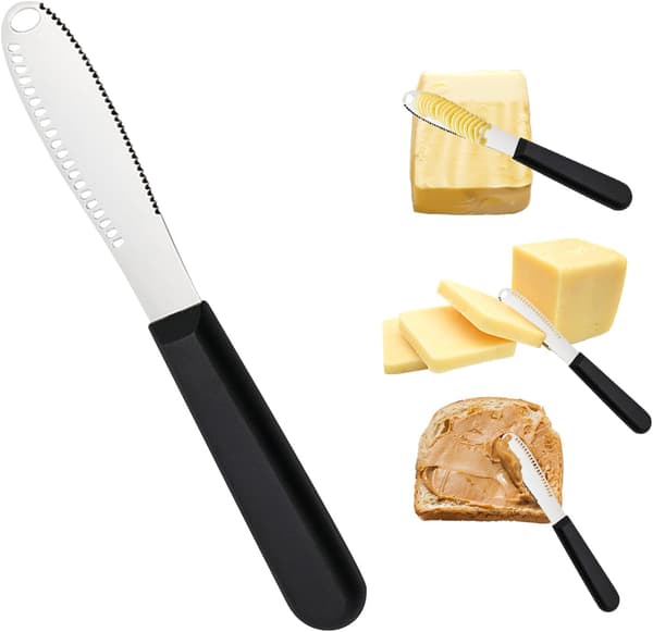 Smørspreder i rustfrit stål, smørkniv - 3 i 1 køkkenredskab