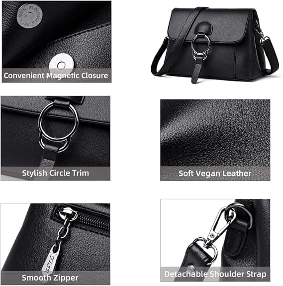 Læder crossbody tasker til kvinder, multi-lomme skuldertasker, håndtasker, punge