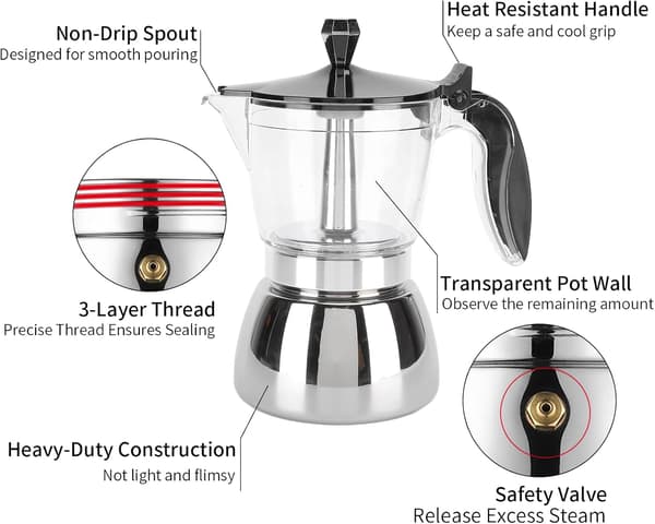 300 ml kaffemaskine i rustfrit stål, Moka-kande i rustfrit stål, Espressomaskine til komfur til husholdningsbrug