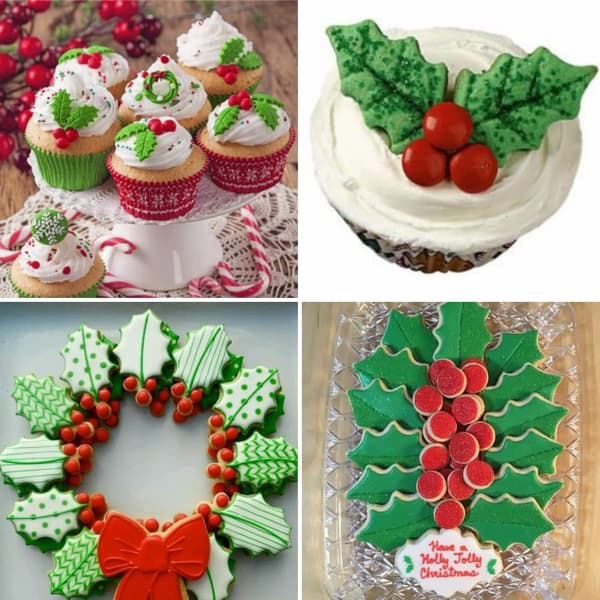 Pepparkaksformar med järneksblad, set med 4 bladformer, kakformar i rostfritt stål.