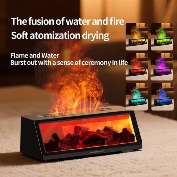 Aroma Diffuser og Luftfukter for Peis | 320ml Flammeeffekt Eterisk Olje Diffuser med Fjernkontroll, Stille for Soverom og Kontor