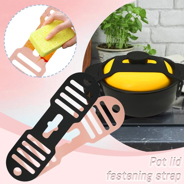 Silikone Låg Låsestrop til Crock Pot Slow Cookers (6/7/8 Quart) (Sort)