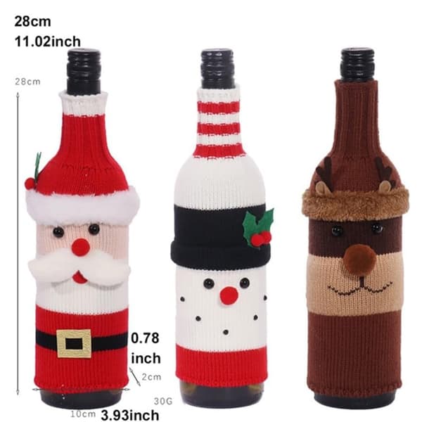 Julesweater-sæt til vinflasker med julemandmønster, perfekt til julefrokoster og sæsonbestemte sammenkomster
