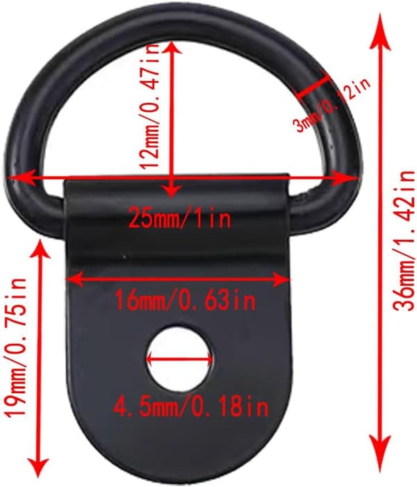 Sorte D-ringe anker surringsring, D-ring fastgørelser, til bil lastbil trailer last RV både (sort 30 stk)