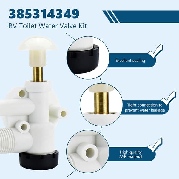 385314349 RV Toalett Vannventilsett Erstatning for Pedalspyling Bobiler
