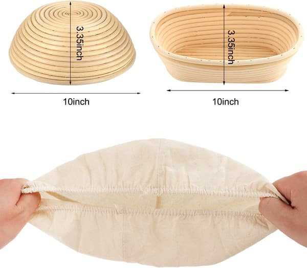 6 st 25 cm brödbanneton jäskorg tygfoder set rund och oval bakdeg bröd brotform skyddande foder naturlig rotting banneton jäsning