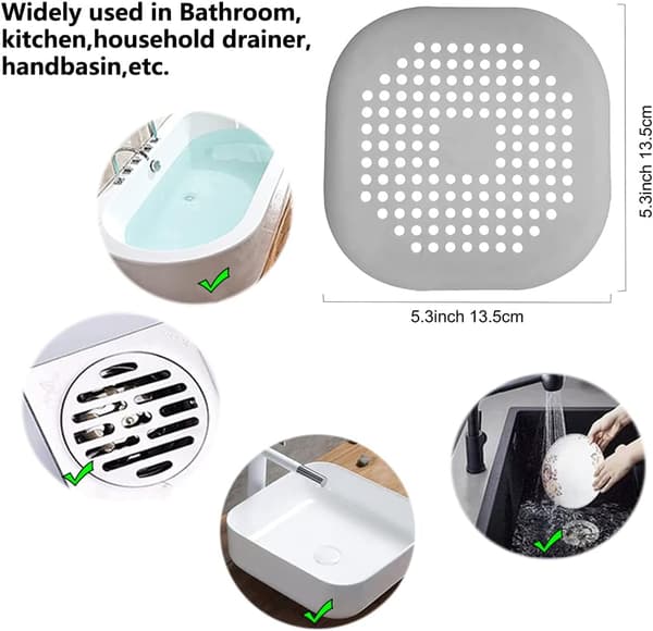 2-pack avloppssil hårsamlare, silikonrör avloppsfälla dusch med sugkopp, diskbänk hem avloppsskydd, grå