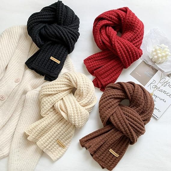 Dame skjerf, herre skjerf, vinter varme strikkede ribbestrikkede myke tykke skjerf, julerøde skjerf, par varme skjerf. grey