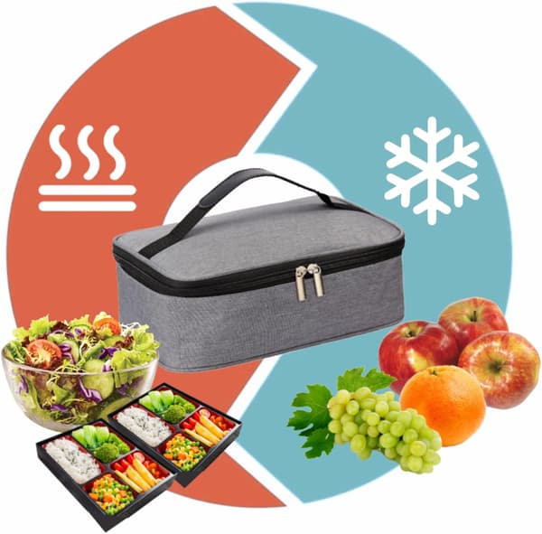 Liten lunsjpose, Mini bærbar isolert kjølebag lunsjboks grå