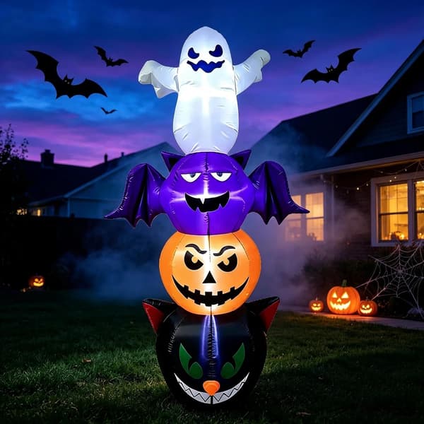 1,8 M Halloween Oppblåsbar Spøkelse Flaggermus Gresskar Katt Hagepynt Blåses Opp