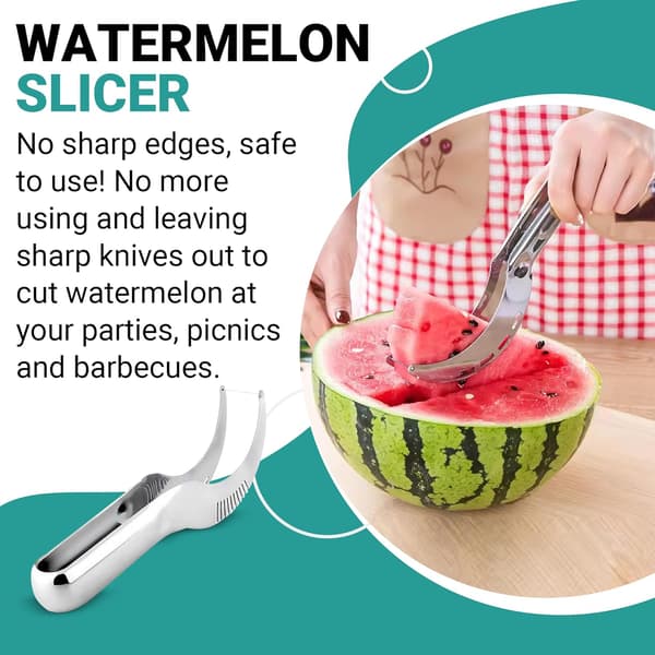 Vannmelonskive i rustfritt stål, ergonomisk fruktskive egnet for vannmeloner, meloner, cantalouper og honningmeloner.