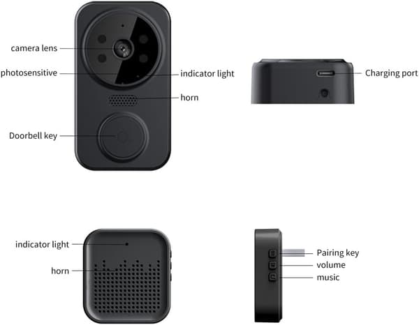 Tuya Hem Säkerhet Trådlös Dörrklocka Video Smart WiFi Dörrklocka med Kamera Intercom Trådlös Dörrklocka