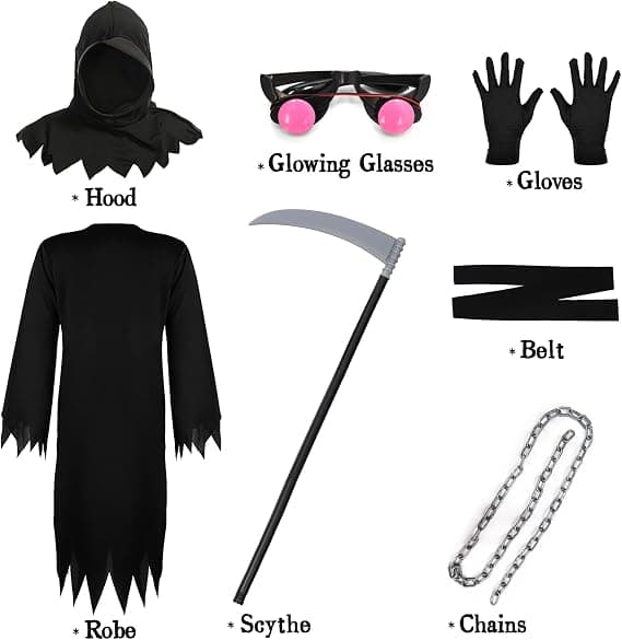 Grim Reaper Kostyme Barn Skumle Halloweenkostymer for Gutter Jenter M M
