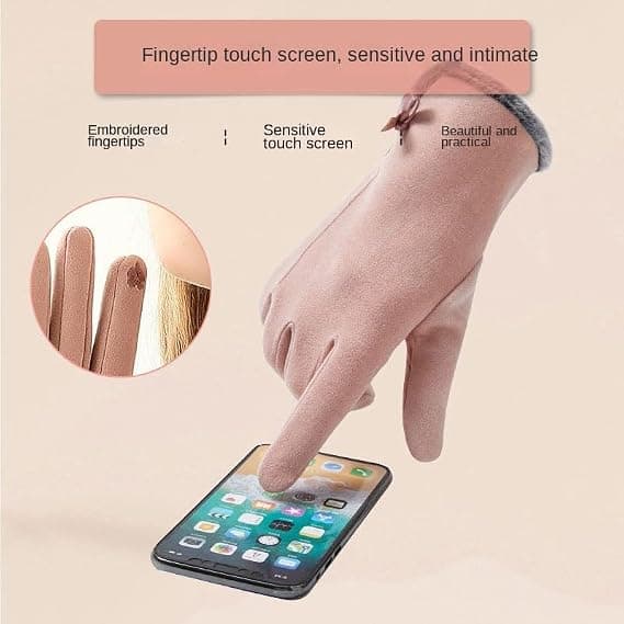 Varme strikkede handsker til kvinder, perfekte til efterår og vinter, med touchscreen-kompatibilitet. Tynde, varme og elegante handsker til kvinder.