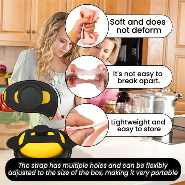 Silikone Låg Låsestrop til Crock Pot Slow Cookers (6/7/8 Quart) (Sort)