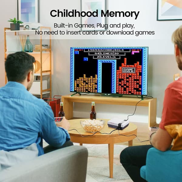 Retro videospilkonsol med 620 klassiske spil og dobbelte controllere