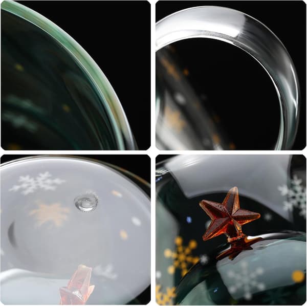 Jul Dubbelväggig Glasmugg Set - Isolerade Varm Choklad Koppar med Träddesign, Termiska Kaffe- & Te Glas