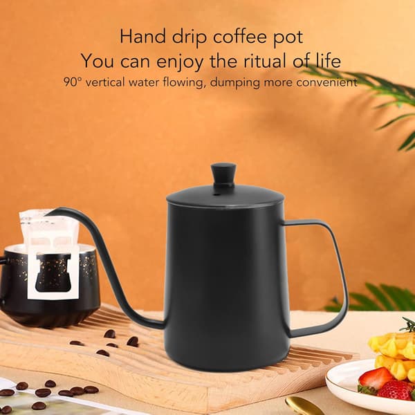 Kaffeoverkoker i rustfritt stål, 600 ml, svart