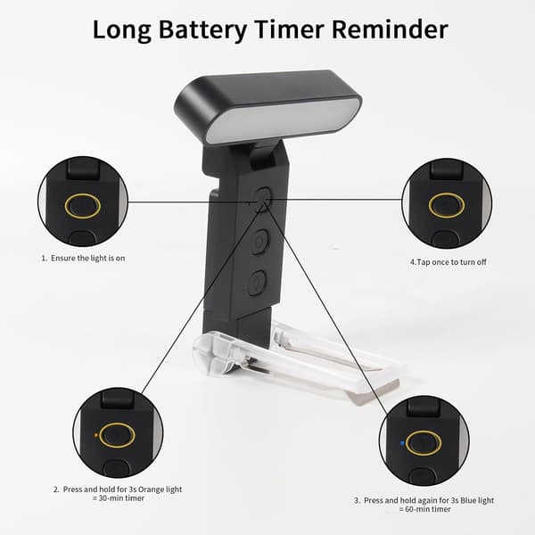 USB oppladbar clip-on leselys, LED leselys, 30 justerbare moduser, med timer øyebeskyttelsesfunksjon.