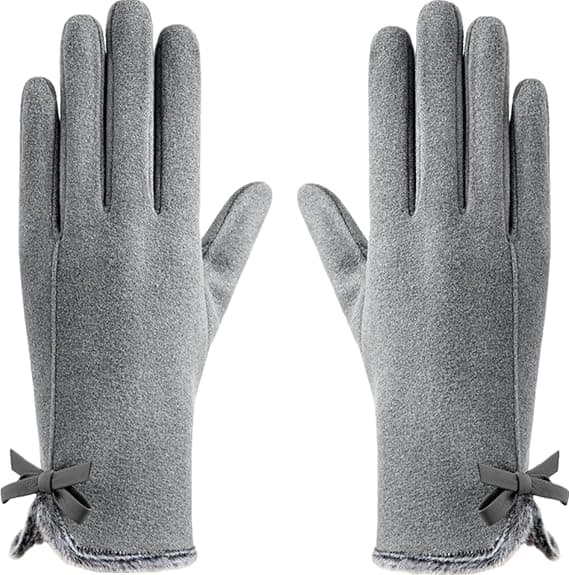 Varme strikkede handsker til kvinder, perfekte til efterår og vinter, med touchscreen-kompatibilitet. Tynde, varme og elegante handsker til kvinder.