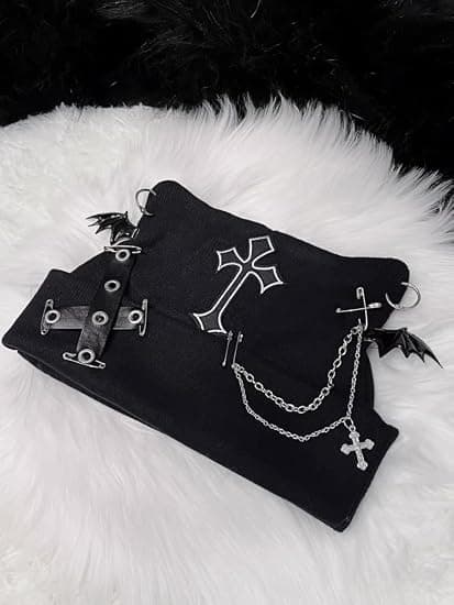Goth Kat Hue Hæklet Hue Emo Tilbehør Gotisk Hue Kvinder Y2k Tøj Goth Tilbehør