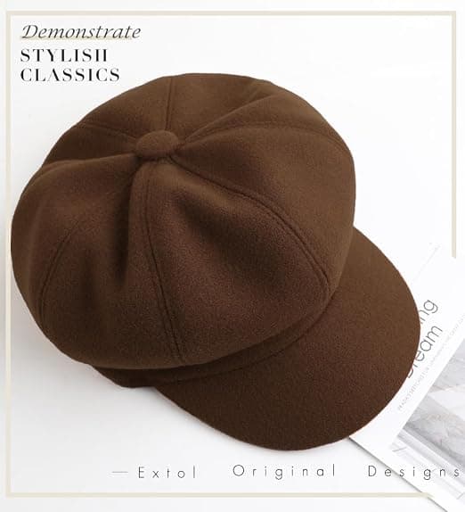 Dame beret, aviskasket, fransk uldhat, klassisk efterår/forår/vinterstil.