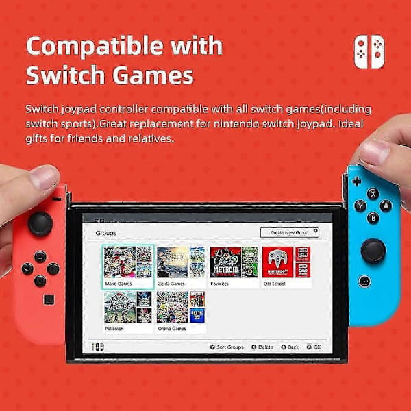 Joycon Trådlös Handkontroll för Nintendo Switch, Stöder Väckningsfunktion, Vänster Höger Fjärrkontroll med Handledsrem scharlakansröd scarlet