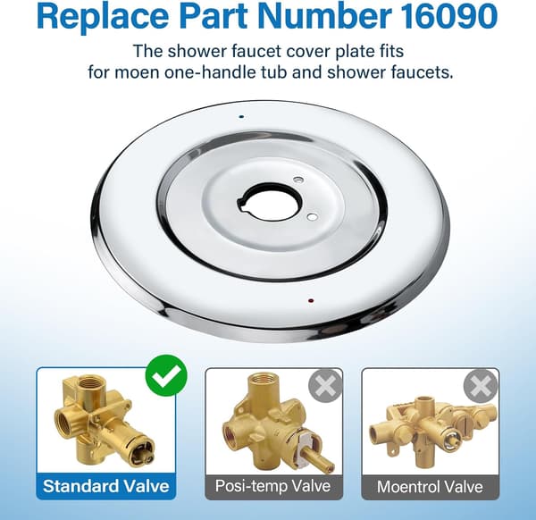Dekselplate for dusjbatteri, erstatning for Moen 16090 Chateau