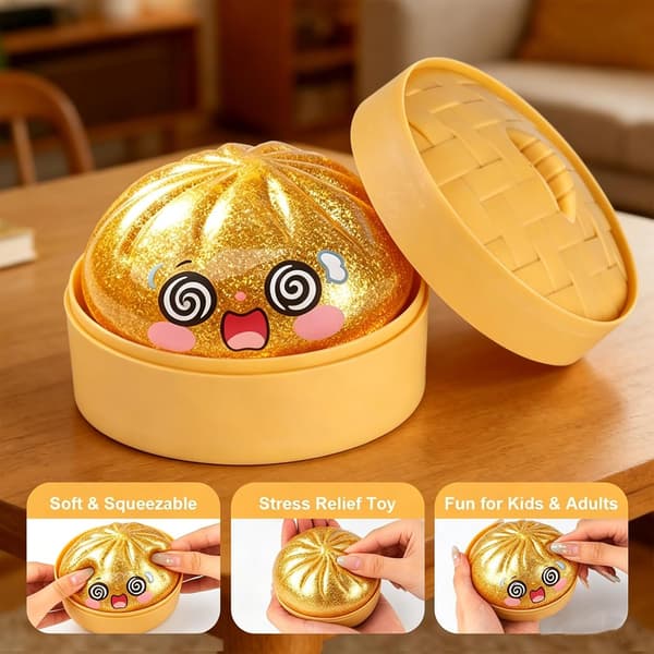 Glitter Dumpling, Glitter Dumpling Squishy Box, Dumplings Squishy, Ångestlindrande Fidget, Mjuk Klämbar Dekompressionsdeg