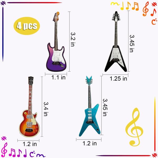 Miniatyrgitarr/Miniatyrbasmodell - 4-delars set 1:12 Miniatyr musikinstrument Basgitarr, Dockhusaccessoarer