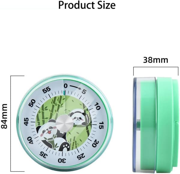 Kjøkkentimer, 60-minutters nedtelling, Mekanisk Mann eggtimer for barn (panda)