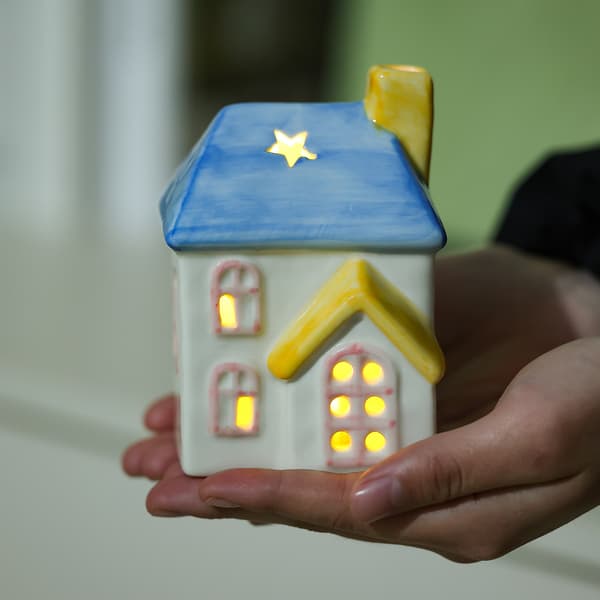 Søde håndmalede keramiske hus-aromaterapi-ornamenter Pastel Mini Hus Keramisk Indretning til Hjem & Bordplade