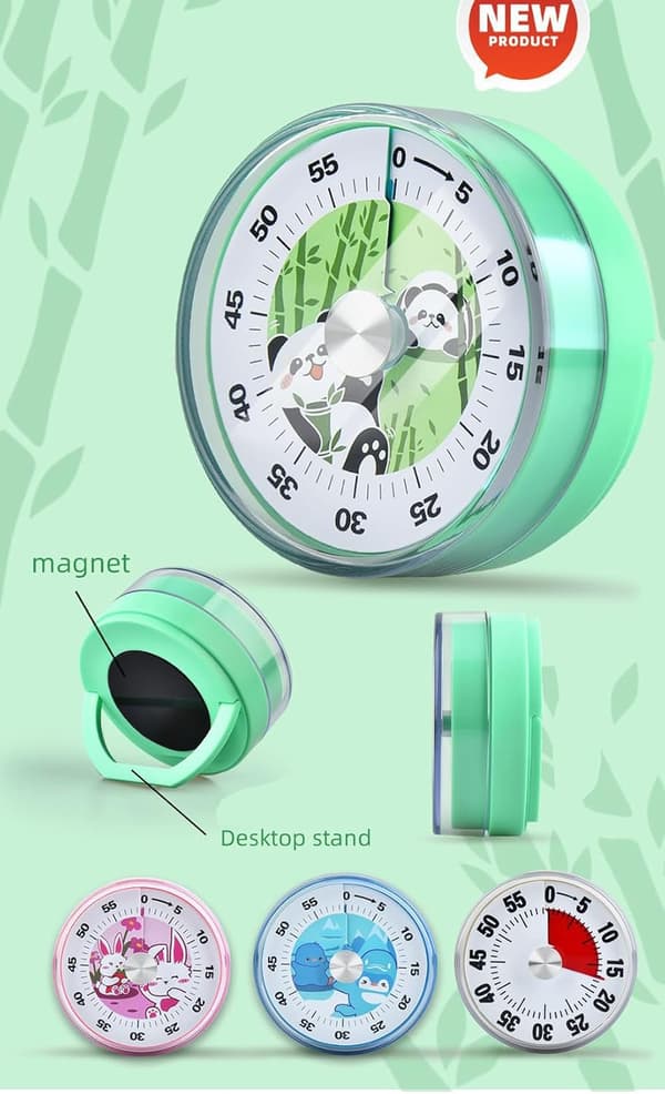 Kjøkkentimer, 60-minutters nedtelling, Mekanisk Mann eggtimer for barn (panda)
