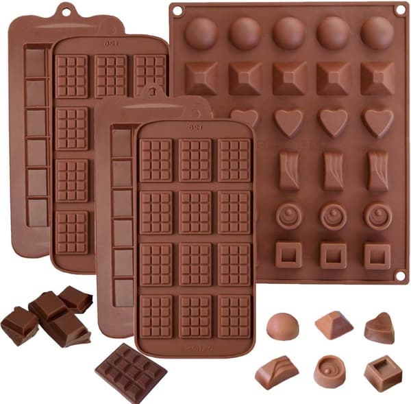 5-delt sjokoladeform, DIY silikonform, silikonsjokoladeform, godteri gelé kake bakeform