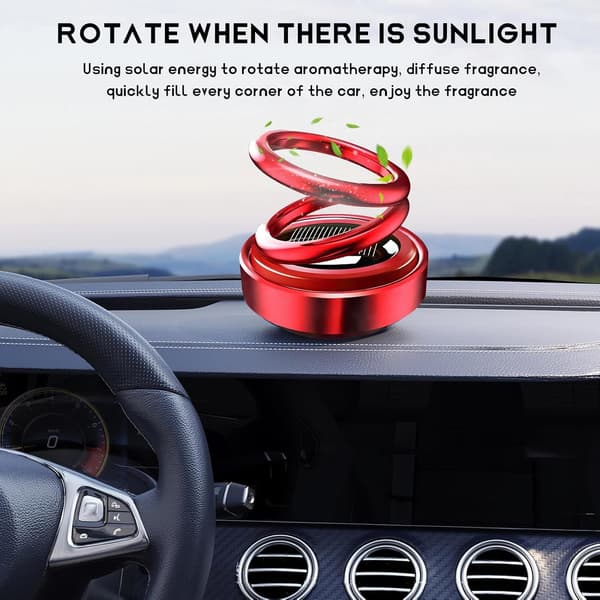 Solar Roterende Bil Luftfrisker, Dobbel Ring Solenergi Bil Dashbord Dekorasjon Parfymeholder, Roterende Aromaterapi Diffuser Ornament Tilbehør