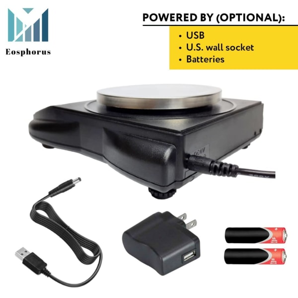 Digital Analysvåg med LCD-Skärm 600 Gram x 0.01 Gram Mäter Oz, Gram, Karat - Inkluderar USB-Laddare och AC/DC-Adapter