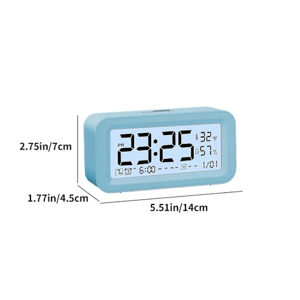 Digital Elektronisk Klokkeslett LED-Skjerm Elektronisk Klokkeslett Stereo Digital Skjerm Snooze Alarmklokke 12/24H Endre Nedtelling Tid NUO0430 Blue