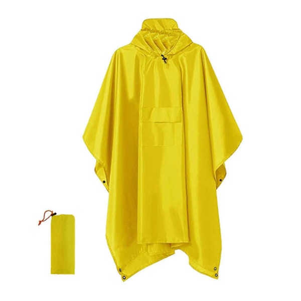 Regnkappa 3 i 1 Regnponcho Multifunktionell Regnrock Poncho Regnponcho Vuxen Vattentät Återanvändbar Yellow