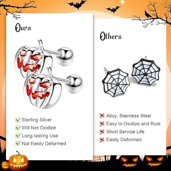 Græskar Halloween Øreringe, Søde Græskar Stil Øreringe Halloween Smykker, Cubic Zirconia Halloween Stud Øreringe